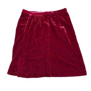 Anthropologie Velvet Velour High Rise Mini Skirt Size 8 Burgundy Zips Side